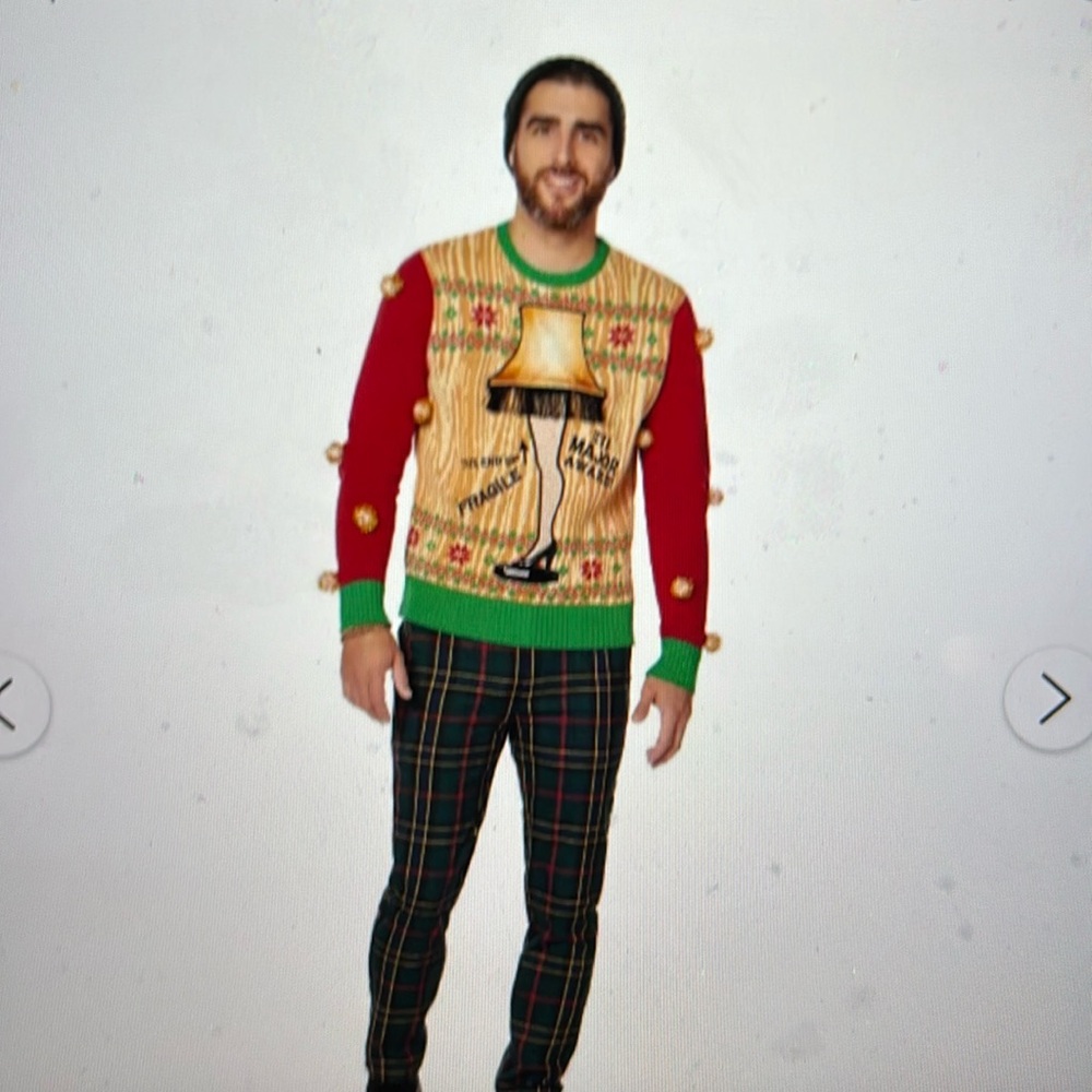 LIGHTS UP TALKS A Christmas Story Leg Lamp Ugly Christmas Sweater NWT